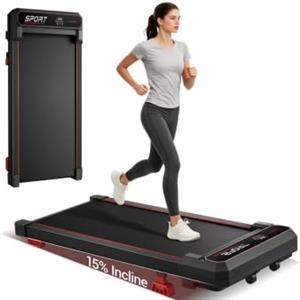 UMAY 15% Tapis Roulant Salvaspazio Elettrico con Inclinazione, Tapis Roulant con Vibrazione 8KM/H, Schermo LED, Telecomando, 3.0 HP Mini Walking Pad, Tapirulan da Casa, Carico Massima 120KG