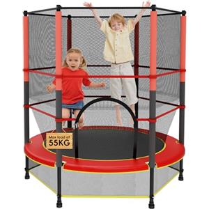 VELPAX Trampolino esterno bambino Ø140 cm, rete di sicurezza rialzata porta zipata - regali di compleanno per ragazzi e ragazze, regali di Natale