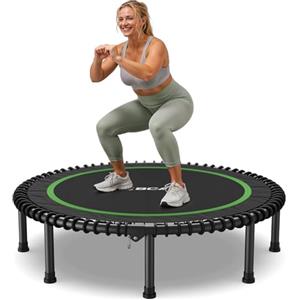 BCAN Mini trampolino pieghevole da 250 kg, 122 cm, per adulti con robuste corde in gomma, dispositivo di allenamento stabile e silenzioso, ideale per allenamento indoor/giardino
