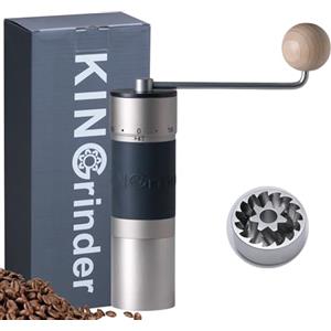 KINGrinder 【Argento】KINGrinder K6 macinacaffè manuale manico dritto inox | Supporta regolazioni di macinatura per vari metodi come pour-over ed espresso