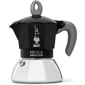 BIALETTI CAFFETTIERA MOKA INDUCTION 2 TAZZE ADATTA A TUTTII PIANI DI COTTURA 100ML DESING ELEGATE NERO COD 990006932/NP