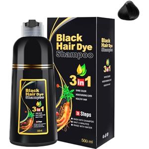 MEIDU Shampoo colorante per capelli neri per capelli grigi 3 in 1, shampoo colorante per capelli per uomo e donna, shampoo contro i capelli grigi (Black)