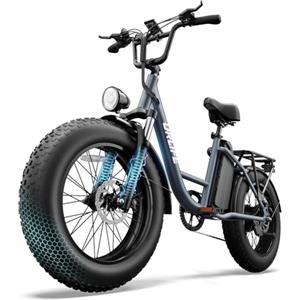 URLIFE Bicicletta elettrica da 20 x 4.0 per adulti, Fat Bike con batteria rimovibile da 48 V 15,6 Ah, portata 110 km, e-bike da uomo con display LCD colorato, 7 marce, mountain bike elettrica per