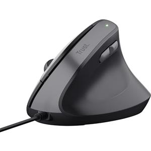 Trust Yuno Mouse Ergonomico Cablato, Mouse Verticale per Destrorsi con Cavo USB da 1,5m, DPI Regolabile (800-2400), Sensore Ottico, 6 Pulsanti, 60% Plastica Riciclata, Macbook, Computer, Laptop - Nero