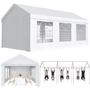 TRIUMPHKEY Tendone per Feste 3x6,Gazebo da Giardino UV 50+,Gazebo Esterno Resistente,Tendone da Esterno per Matrimoni, Feste, Raduni, Riunioni in Giardino,Bianco