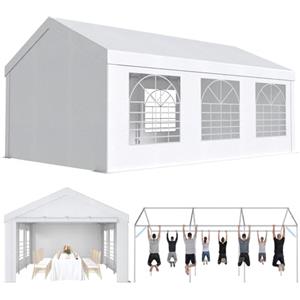 TRIUMPHKEY Tendone per Feste 4x6,Gazebo da Giardino UV 50+,Gazebo Esterno Resistente,Tendone da Esterno per Matrimoni, Feste, Raduni, Riunioni in Giardino,Bianco