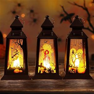 Bopertrove 3 Pezzi Halloween Decorazioni Casa Luci Led, Lanterna Halloween Decorazioni Esterno Giardino, Addobbi Halloween Luminosa Gadget Interno, Lamp Candela Zucca Halloween con Batteria, Accessori Halloween