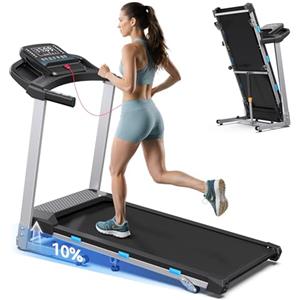 Cardirun Tapis Roulant Salvaspazio 12 km/h, Tapis Roulant Elettrico Pieghevole 3.5 HP con Cardiofrequenzimetro, Carico massimo 180 kg, Inclinazione 10%, APP, Display LED, AI, Bluetooth, per casa