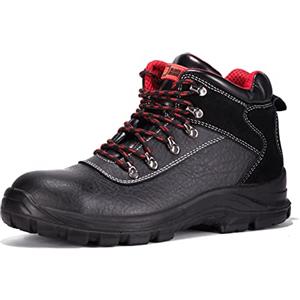BLACK HAMMER Stivali Maschili in Pelle Scarpe Antinfortunistiche Impermeabili S3 SRC Scarpe da Lavoro in Pelle con Punta in Ferro Uomo 7777 (43 EU)