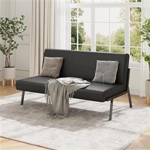 Dripex Divano a 2 posti, in tessuto, moderno, con telaio in metallo, divano lounge con schienale, divano doppio per soggiorno, camera da letto, portata 150 kg, 112 x 75 x 68 cm (nero)