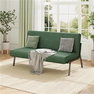 Dripex Divano a 2 posti, in tessuto, moderno, con telaio in metallo, divano lounge con schienale, divano doppio per soggiorno, camera da letto, portata 150 kg, 112 x 75 x 68 cm (verde scuro)