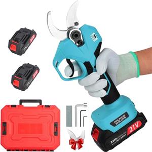 MISTRO Forbice Potatura a Batteria 50mm: 2 x 21V/2000 mAh Batteria Cesoie Potatura Elettriche Professionali Forbice Elettrica per Potatura con LCD Display per Jardinage, Olives Blu