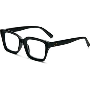MMOWW Occhiali da Lettura Rettangolari - Oversized Square Frame Anti Luce Blu Occhiali donna uomo (Nero, +3.5)