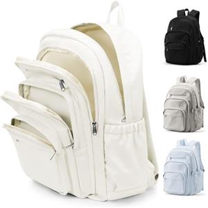 pectodox Zaini Scuola Superiore Ragazzo, Zaino Scuola Media Ragazza Waterproof, Zaino Università Donna PC 14 Pollici Leggero，Zaini Capiente Multitasche Uomo(Beige)