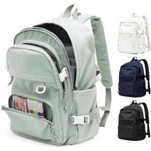 pectodox Zaino Scuola Superiore Media Ragazzo, Zaino Impermeabile Multitasche Donna Università, Zainetto Uomo Porta PC 14 Pollici Leggero, Zaini da viaggio Backpack,Verde