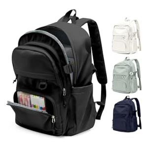 pectodox Zaino Scuola Superiore Media Ragazzo, Zaino Impermeabile Multitasche Donna Università, Zainetto Uomo Porta PC 14 Pollici Leggero, Zaini da viaggio Backpack,Nero