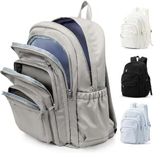 pectodox Zaini Scuola Superiore Ragazzo, Zaino Scuola Media Ragazza Waterproof, Zaino Università Donna PC 14 Pollici Leggero，Zaini Capiente Multitasche Uomo(grigio/marrone)
