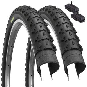 ECOVELO' 2 COPERTONI MTB 26x1.95 (53-559) + 2 CAMERE D'ARIA AMERICA SCHRADER PER MTB BICICLETTA NERO BICI MOUNTAIN BIKE
