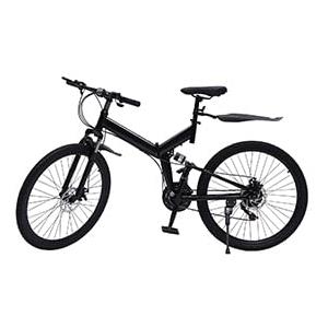 MccoMMon Mountain bike 26 pollici, bicicletta pieghevole a 21 marce, mountain bike pieghevole in acciaio di alta qualità con freni a disco ammortizzanti, mountain bike portatile per uomini e donne