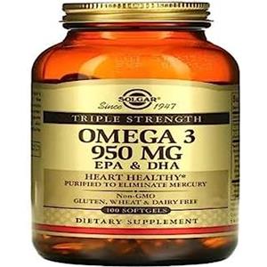 SOLGAR. Solgar Omega-3 EPA e DHA, 950mg, 100 Capsule Morbide - Supporto alla salute del cuore e alla funzione cerebrale