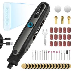 HARDELL 4V Mini Trapano a Batteria, 5 Velocità Mini Trapano Elettrico, Display Digitale, Utensile Rotante Multifunzione con 69 Accessori per Incisione,Taglio, Smerigliare, Lucidatura, Sabbiatura, etc