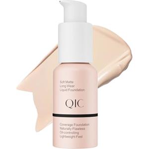 QIC Fondotinta Liquido Coprente Impermeabile, Lunga Durata, Per Tutti i Tipi di Pelle, Ideale anche per Pelli Mature, Incarnato Uniforme e Illuminato (Porcelain)