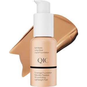 QIC Fondotinta Liquido Coprente Impermeabile, Lunga Durata, Per Tutti i Tipi di Pelle, Ideale anche per Pelli Mature, Incarnato Uniforme e Illuminato (Sabbia)