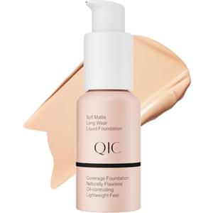 QIC Fondotinta Liquido Coprente Impermeabile, Lunga Durata, Per Tutti i Tipi di Pelle, Ideale anche per Pelli Mature, Incarnato Uniforme e Illuminato (Nude)