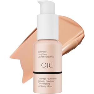 QIC Fondotinta Liquido Coprente Impermeabile, Lunga Durata, Per Tutti i Tipi di Pelle, Ideale anche per Pelli Mature, Incarnato Uniforme e Illuminato (Warm Peach)
