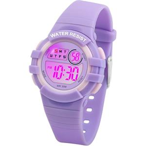 DTKID Orologio Digitale Bambino LED a 7 Colori, Orologio Bambino con Sveglia, Timer, Datario, Impermeabile Orologi per Bambini Sportivo da Esterno, per Ragazzi Ragazze e Adolescenti