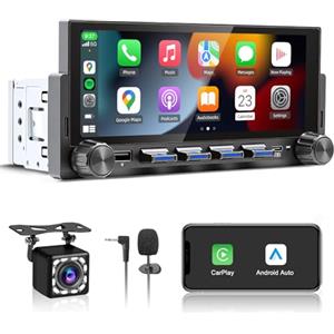 WERESOUND Autoradio 1 DIN con Schermo Wireless Carplay & Android Auto, 6,86 Pollici HD Touch Screen, Radio Auto con Bluetooth, Mirror Link, FM, EQ, USB, Type-C, Navigazione GPS, Telecamera Posteriore