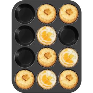 Ankway Stampo Muffin 12er, Stampi in Silicone Per Dolci, Teglia da Forno Antiaderente, senza BPA, facile da pulire per Muffin, Cupcake, Brownies, Budini, Mini Muffin 32 X 24 X 3cm(Nero)