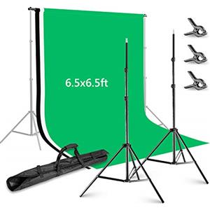 Neewer 2 x 2 metri Sistema di Supporto Decori con Sfondo di 1,8 x 2,8 metri (Bianco/Nero/Verde) e Morsetto di Fissaggio per Fotografia Ritratto Video Riprese
