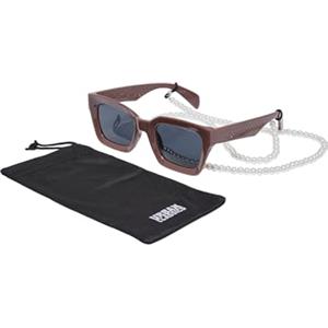 Urban Classics Tb4216-Occhiali da Sole Poros con Catena Occhiali, Nero/Marrone, Taglia Unica Unisex-Adulto