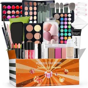FantasyDay Set di Trucchi, FantasyDay Kit di Bellezza Cosmetici Kit per Occhi, Viso e Labbra - Natale Regalo Xmas Makeup Gift Set con Correttore, Rossetti, Lucidalabbra, Palette Ombretti, Mascara, Trousse, Fard