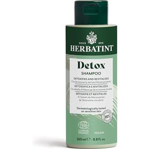 Herbatint Detox Shampoo - 260 ml, Shampoo Biologico Detossinante e Rigenerante, Deterge e Libera Cute e Capelli dalle Impurità, Certificato Bio Cosmos Organic, 98% Ingredienti Naturali, Vegan