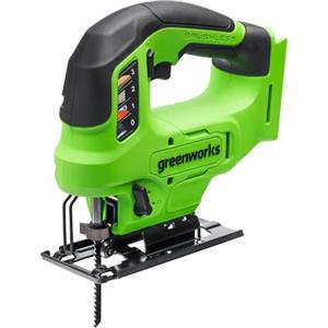 Greenworks 24V Brushless Seghetto alternativo, 3000 corse/min, taglio inclinato fino a 45°, 4 impostazioni orbitali, luce LED, attacco per aspiratore, senza batteria né caricabatterie, JS24L01-01