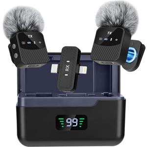 YUANRAN Microfono Lavalier Mini per iPhone/iPad/Android, Mini Microfono Plug-Play, Riduzione del Rumore, Durata di Utilizzo di 25 Ore, Microfono Senza Fili Lavalier per Video, Vlog, YouTube, TikTok, Streaming