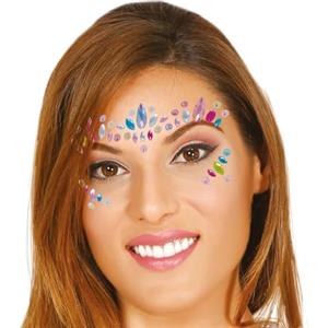 FIESTAS GUIRCA | Gioielli Viso Adesivi Multicolore (Donna Adulta) - Trucco per Feste e Festival - Decorazione Viso per Costumi di Carnevale, Halloween e Celebrazioni - Multicolore