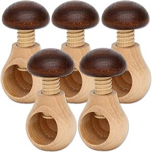 Dekohelden24, Set di 5 SCHIACCIANOCI in Legno di FAGGIO Naturale, Molto Solido, Fungo, Marrone