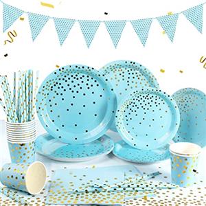 Yidaxing 122pcs Posate Usa e Getta,Piatti Carta,Tovaglioli Bicchieri Paglia