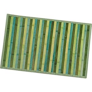 emmevi Tappeto Bamboo Legno Stuoia Antiscivolo Passatoia Pedana Bambù Cucina Bagno Degradè 50x77 Verde