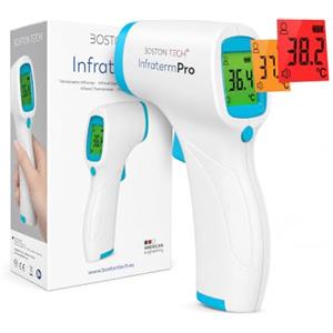 Boston Tech Termometro Febbre Frontale Boston Tech a Infrarossi Senza Contatto, Digitale per Neonati Bambini e Adulti, Display LCD con Allarme Febbre, Memoria 20 Letture, °C/°F, entro 1 Secondi