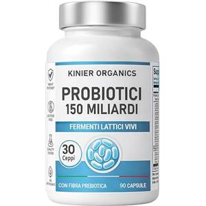 BeSwiss Fermenti Lattici Probiotici 150 Miliardi UFC 30 Ceppi Batterici | Probiotici e Prebiotici con Lactobacillus Crispatus, Lactobacillus Acidophilus, Lactobacillus Gasseri - 90 Capsule