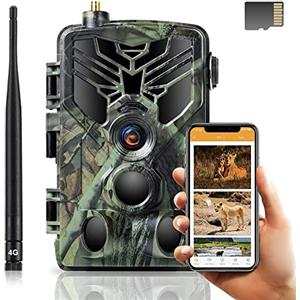 YTLJJ Fotocamera da Caccia 4G 4K 30MP APP Video in Diretta, Fototrappola Infrarossi Invisibili 0,2s Movimento Attivato, con Visione Notturna,Impermeabile IP66, LCD TFT a COLORI da 2,4 con Micro SD da 16G
