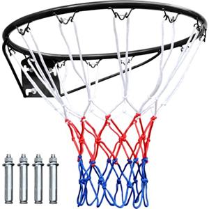HaoChrymec Canestro da Basket in Ferro, Ricambio per Muro e Porta, Nero, 45.72 cm