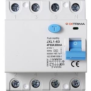 IXTRIMA Interruttore Differenziale Puro 4P 63A 300mA 380V-6KA 300mA per Guida DIN - 4 Moduli DIN - Protezione Circuiti e Sicurezza Impianti