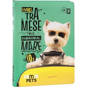 COMIX PETS - Diario Scuola, Diario Giornaliero 12 Mesi per Bambini e Ragazzi, con Copertina Imbottita e 320 Pagine Colorate, Ideale per Scuola Elementare e Media, 13x17.8 cm