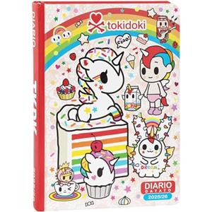 COMIX TOKIDOKI - Diario Scuola 2025-2026, Agenda Giornaliera 12 Mesi per Bambine e Ragazze, con Copertina Imbottita e 352 Pagine Colorate, Ideale per Scuola Elementare e Media, 13x17,8 cm, Rosso