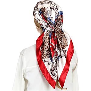 RIIQIICHY Sciarpa per la testa come sciarpa per capelli in raso di seta per le donne Sciarpa a bandana di design quadrato per dormire per avvolgere i capelli di notte 90 cm